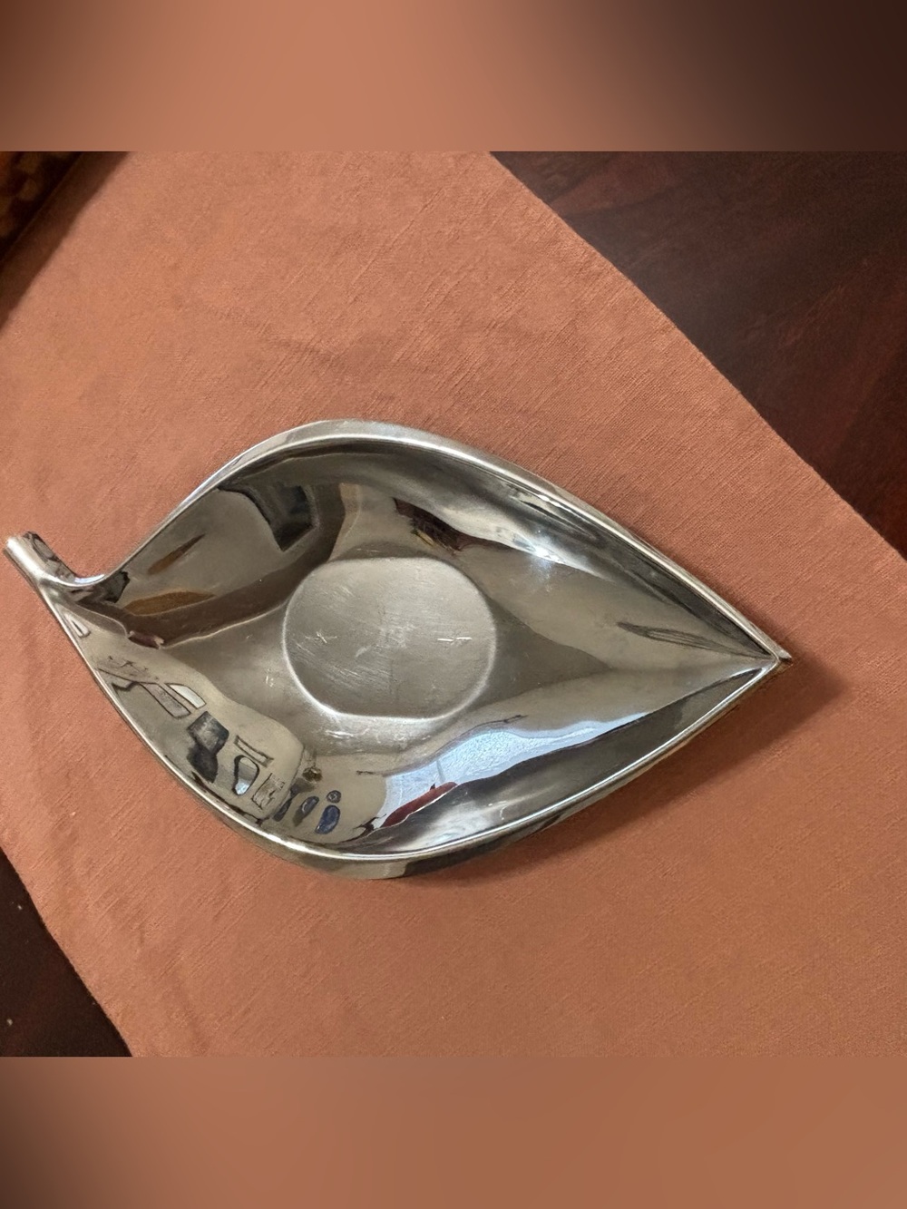 Vintage Mid-Century Modern Chrome Leaf Serving Tray Platter 16" MCM Art Deco